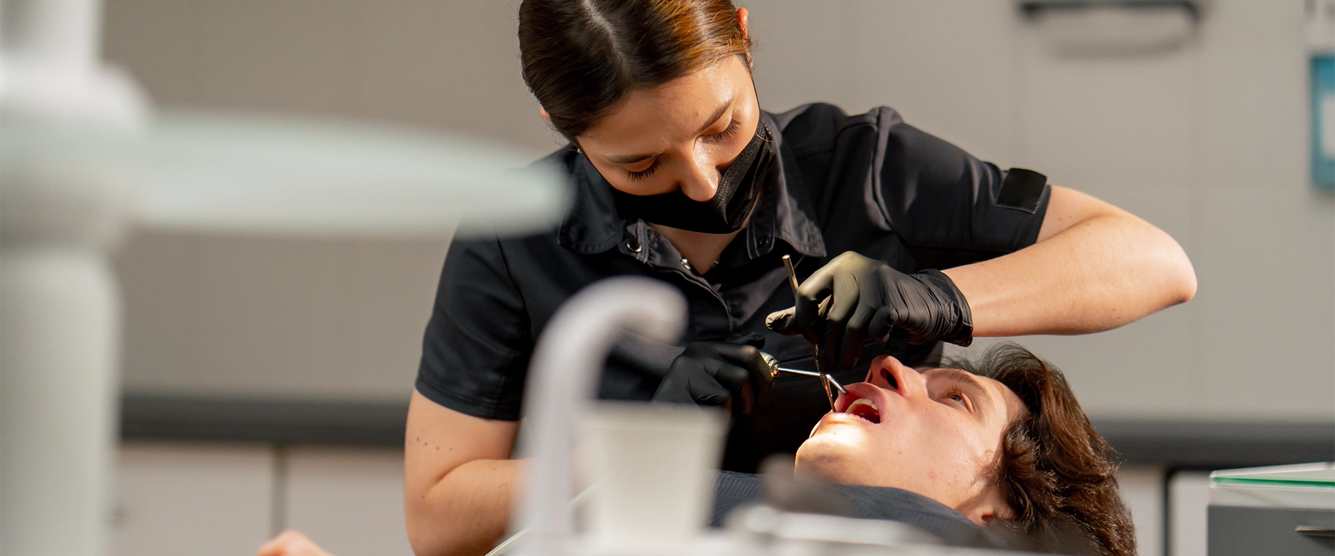 dental emergency care with patient receiving immediate attention from caring dental team